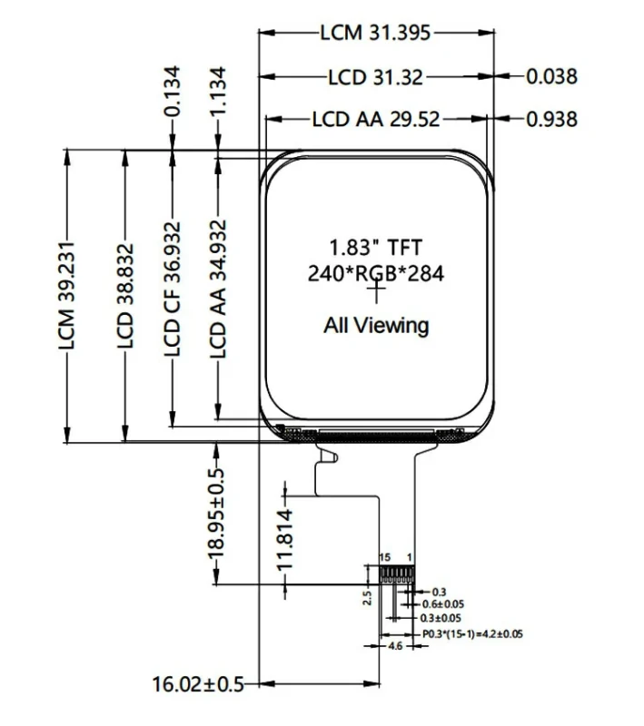 ND018TSN240280-A01 mechanical drawing