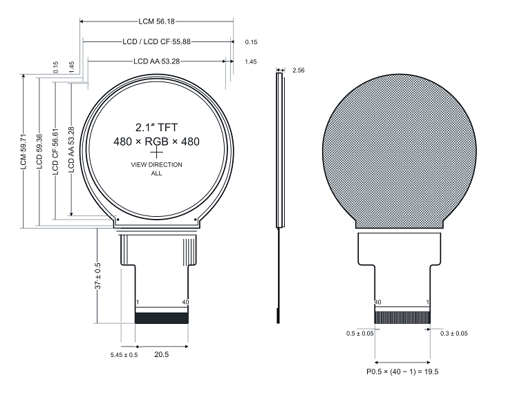 NoseDisplay-2.1-Round-IPS-TFT-480x480-Solution-drawing