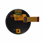 Rear view of a 1.75-inch 466 x 466 round AMOLED display with CTP and right-side flex cable