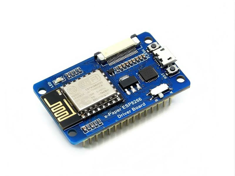 Blue ESP8266 ePaper driver board with display connector