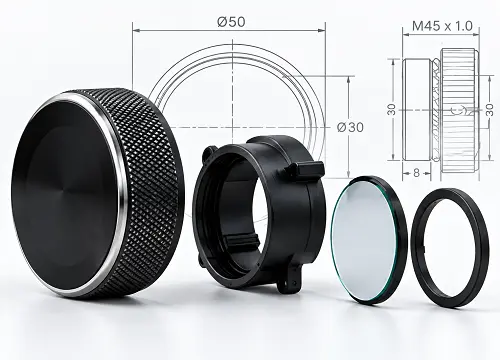 Rotary knob display housing concept with mechanical dimensions