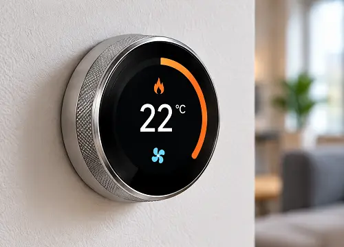 Round rotary display used for smart thermostat temperature control