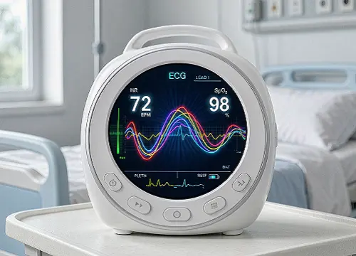 Round display concept showing monitoring values on an instrument